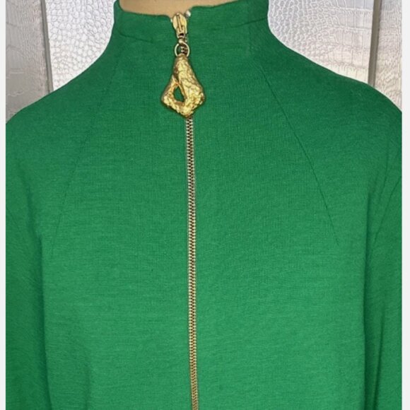 Anne Klein Vintage Emerald Green Zip Up Coat Size 4 - Picture 1 of 15